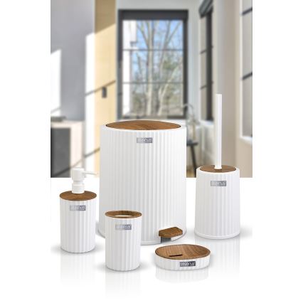 Σετ μπάνιου COLI 5 τμχ λευκό/καφέ