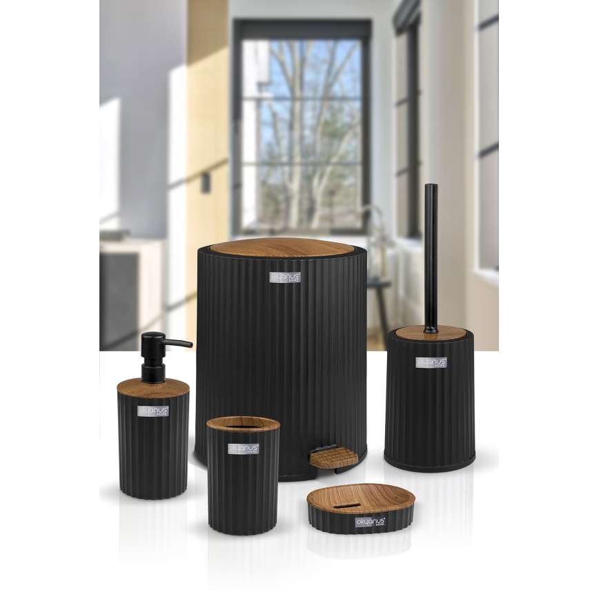 Σετ μπάνιου COLI 5 τμχ μαύρο/καφέ