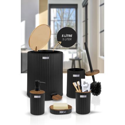 Σετ μπάνιου COLI 5 τμχ μαύρο/καφέ