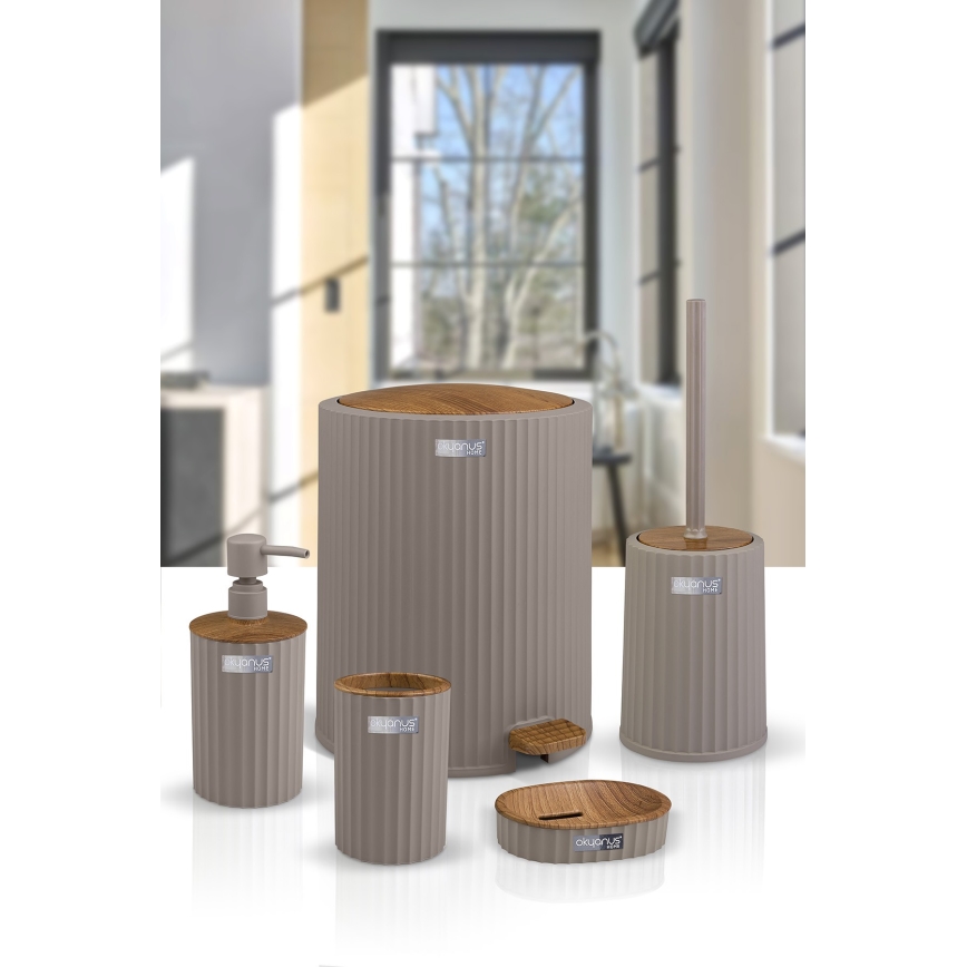 Σετ μπάνιου COLI 5 τμχ μπεζ/καφέ