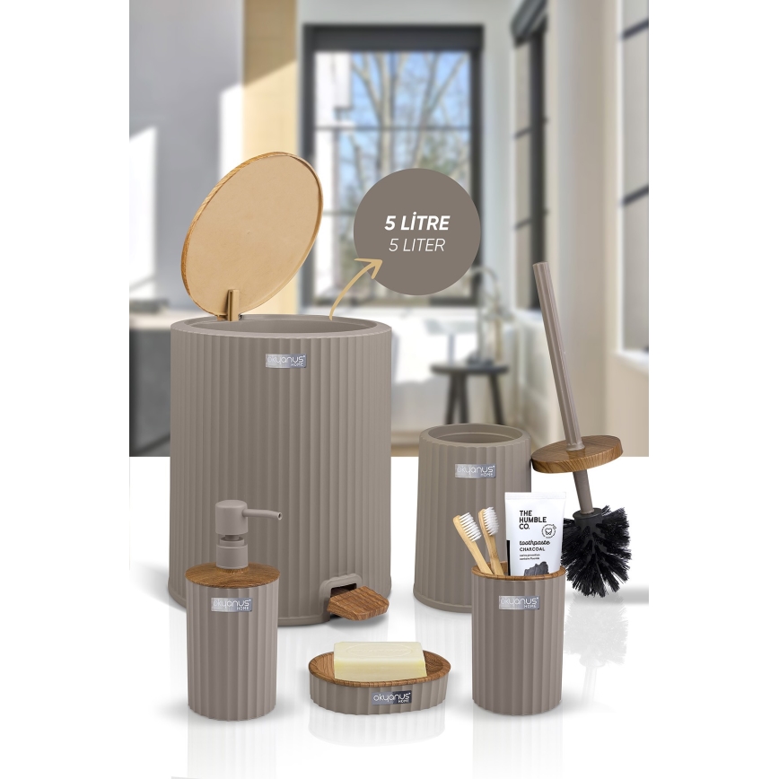 Σετ μπάνιου COLI 5 τμχ μπεζ/καφέ