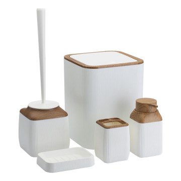 Σετ μπάνιου CRYSTAL 5 τμχ λευκό/καφέ