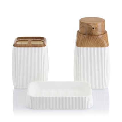 Σετ μπάνιου CRYSTAL 5 τμχ λευκό/καφέ