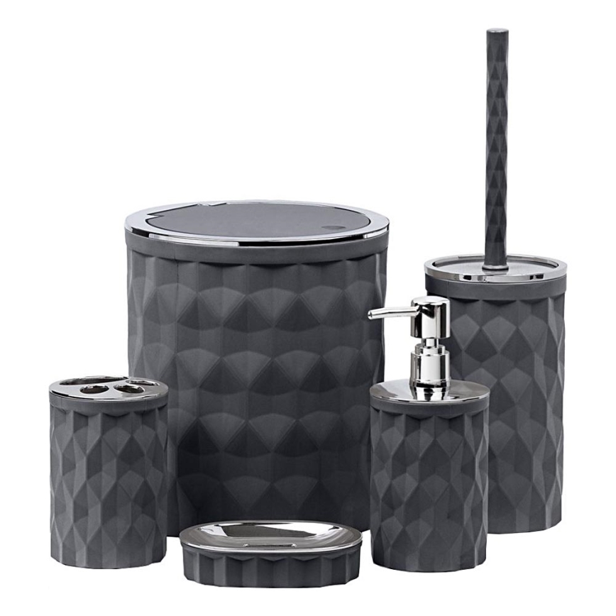 Σετ μπάνιου DIAMOND 5 τμχ ανθρακί/γυαλιστερό χρώμιο