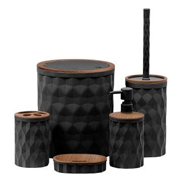 Σετ μπάνιου DIAMOND 5 τμχ μαύρο/καφέ