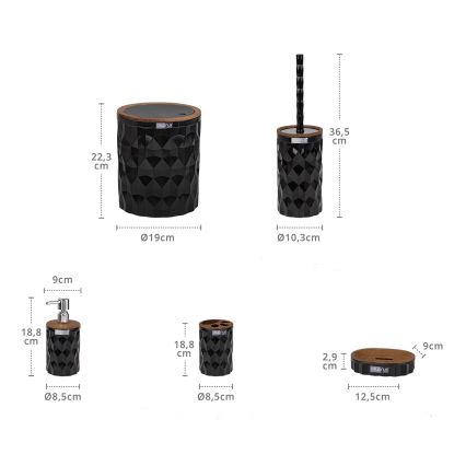 Σετ μπάνιου DIAMOND 5 τμχ μαύρο/καφέ