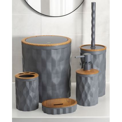 Σετ μπάνιου REINA 5 τμχ ανθρακί/καφέ