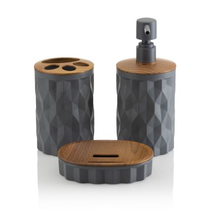 Σετ μπάνιου REINA 5 τμχ ανθρακί/καφέ