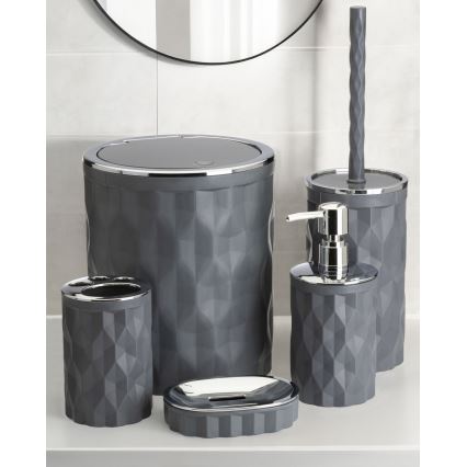 Σετ μπάνιου REINA 5 τμχ ανθρακί/γυαλιστερό χρώμιο