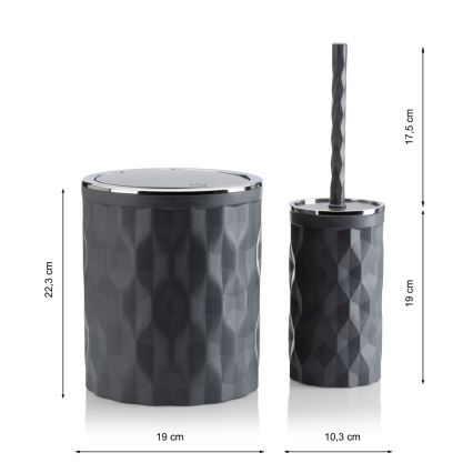 Σετ μπάνιου REINA 5 τμχ ανθρακί/γυαλιστερό χρώμιο