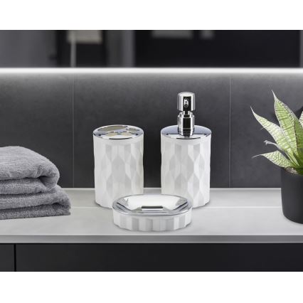 Σετ μπάνιου REINA 5 τμχ λευκό/γυαλιστερό χρώμιο