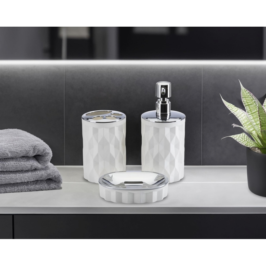 Σετ μπάνιου REINA 5 τμχ λευκό/γυαλιστερό χρώμιο