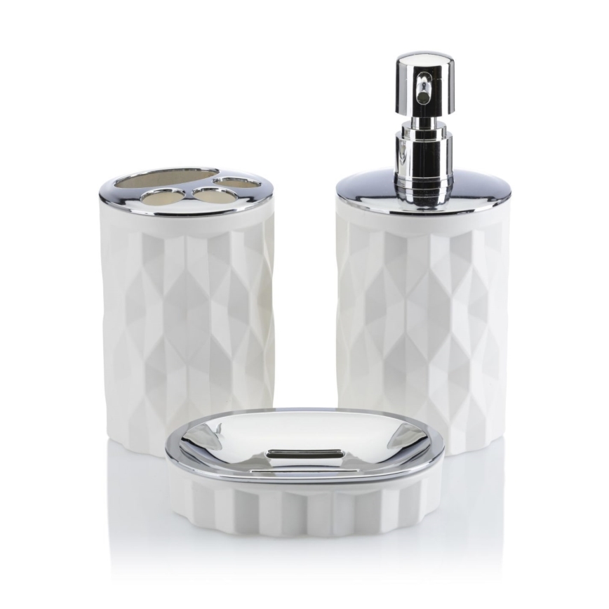 Σετ μπάνιου REINA 5 τμχ λευκό/γυαλιστερό χρώμιο