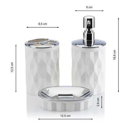 Σετ μπάνιου REINA 5 τμχ λευκό/γυαλιστερό χρώμιο