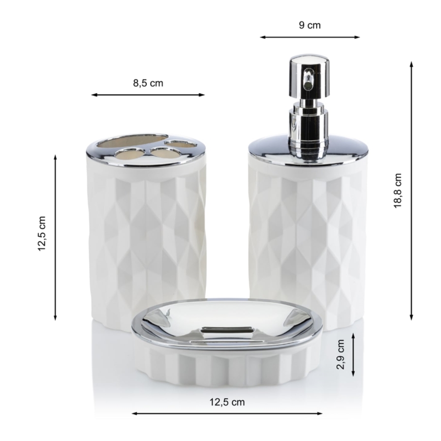 Σετ μπάνιου REINA 5 τμχ λευκό/γυαλιστερό χρώμιο