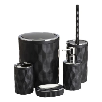 Σετ μπάνιου REINA 5 τμχ μαύρο/γυαλιστερό χρώμιο