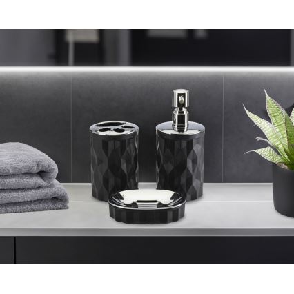 Σετ μπάνιου REINA 5 τμχ μαύρο/γυαλιστερό χρώμιο