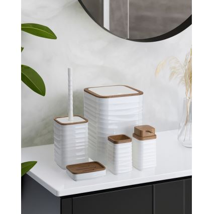 Σετ μπάνιου WAVE 5 τμχ λευκό/καφέ