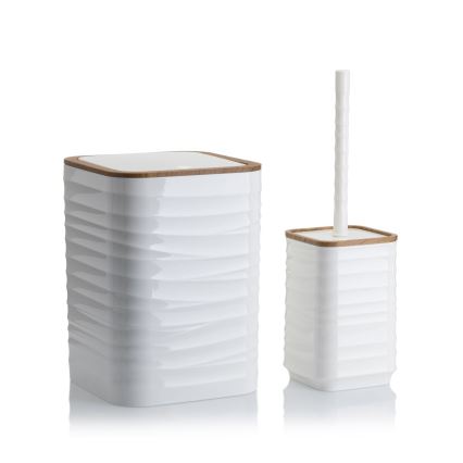 Σετ μπάνιου WAVE 5 τμχ λευκό/καφέ