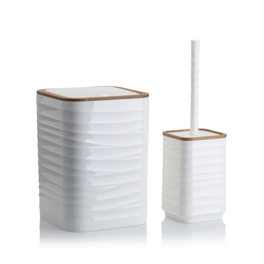 Σετ μπάνιου WAVE 5 τμχ λευκό/καφέ