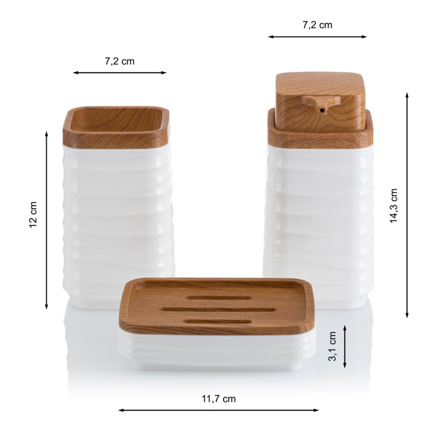 Σετ μπάνιου WAVE 5 τμχ λευκό/καφέ