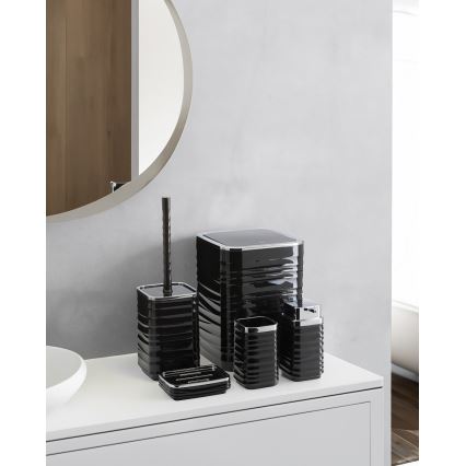 Σετ μπάνιου WAVE 5 τμχ μαύρο/γυαλιστερό χρώμιο