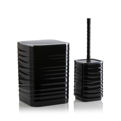 Σετ μπάνιου WAVE 5 τμχ μαύρο/γυαλιστερό χρώμιο