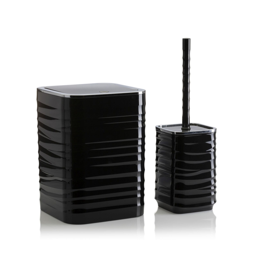 Σετ μπάνιου WAVE 5 τμχ μαύρο/γυαλιστερό χρώμιο