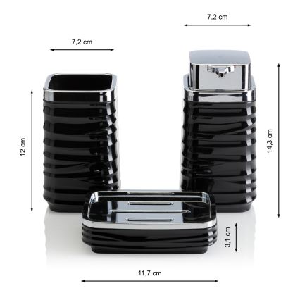 Σετ μπάνιου WAVE 5 τμχ μαύρο/γυαλιστερό χρώμιο