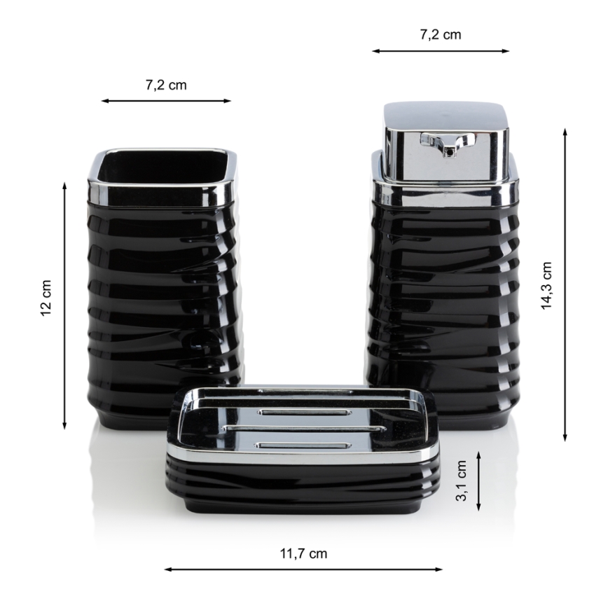 Σετ μπάνιου WAVE 5 τμχ μαύρο/γυαλιστερό χρώμιο