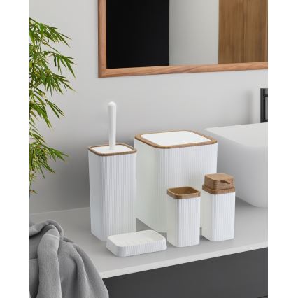 Σετ μπάνιου ZOYA 5 τμχ λευκό/καφέ