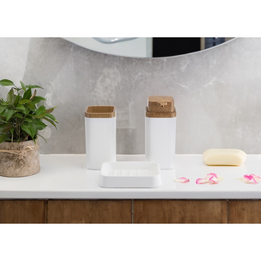 Σετ μπάνιου ZOYA 5 τμχ λευκό/καφέ