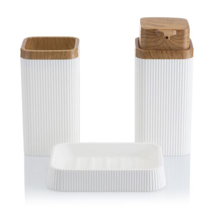 Σετ μπάνιου ZOYA 5 τμχ λευκό/καφέ