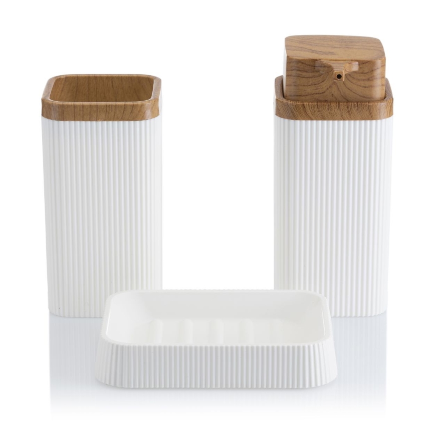 Σετ μπάνιου ZOYA 5 τμχ λευκό/καφέ