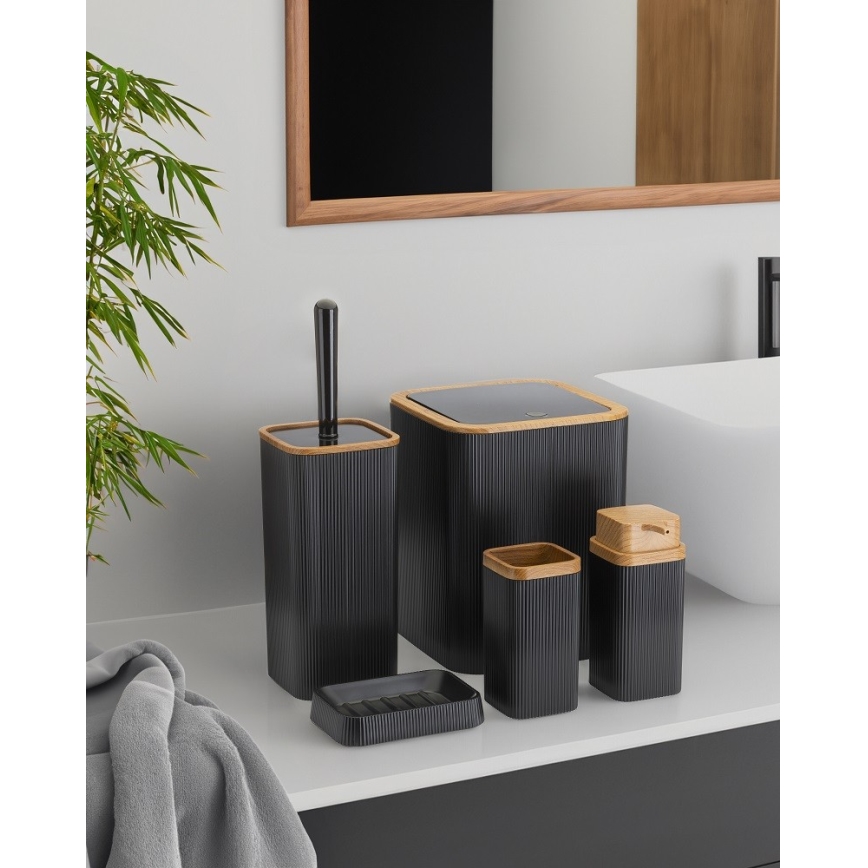 Σετ μπάνιου ZOYA 5 τμχ μαύρο/καφέ