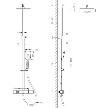 Σετ ντους με θερμοστατική μπαταρία NAESBY σε γυαλιστερό χρώμιο