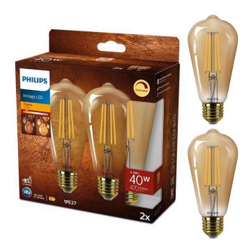 ΣΕΤ 2x Λαμπτήρας Dimming LED VINTAGE Philips ST64 E27/4,2W/230V 2200K
