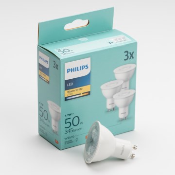ΣΕΤ 3x Λαμπτήρας LED Philips GU10/4,7W/230V 2700K