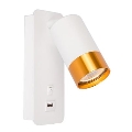 Σποτ τοίχου με φορτιστή USB 1xGU10/35W/230V λευκό/χρυσό