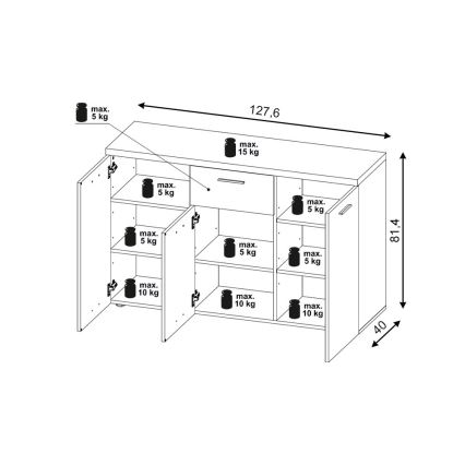 Συρταριέρα BRUNO σε απόχρωση Sonoma δρυός/λευκή