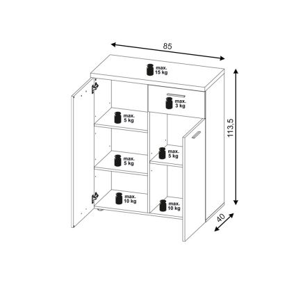 Συρταριέρα BRUNO Sonoma δρυς/λευκό