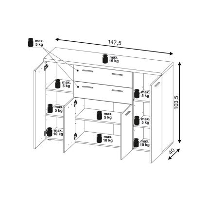 Συρταριέρα BRUNO δρυς Sonoma/λευκό