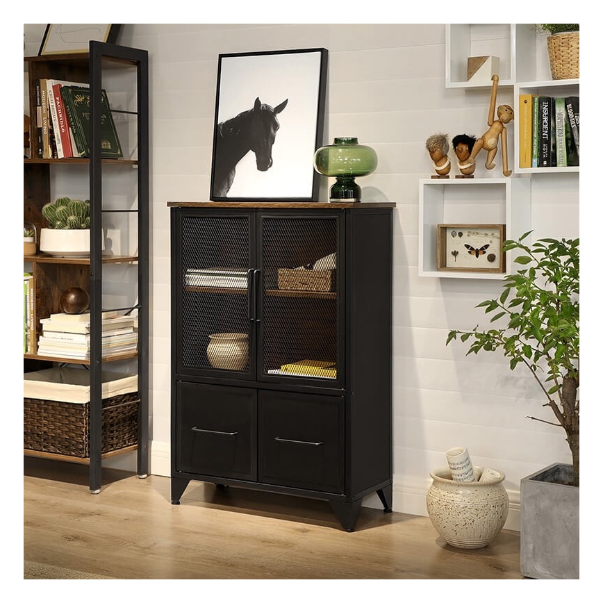 Συρταριέρα FIRA μαύρη/καφέ