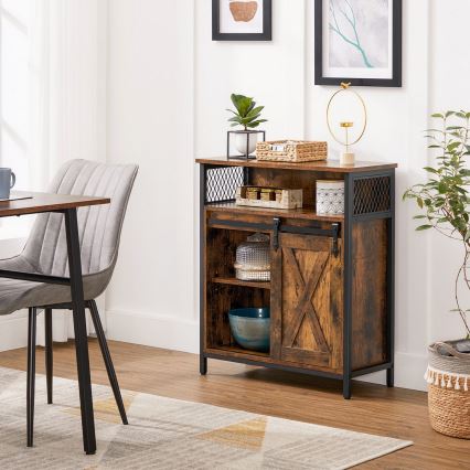 Συρταριέρα με συρόμενη πόρτα FIRA καφέ/μαύρο