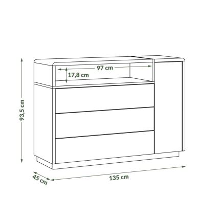 Συρταριέρα FRED ανθρακί/δρυς artisan