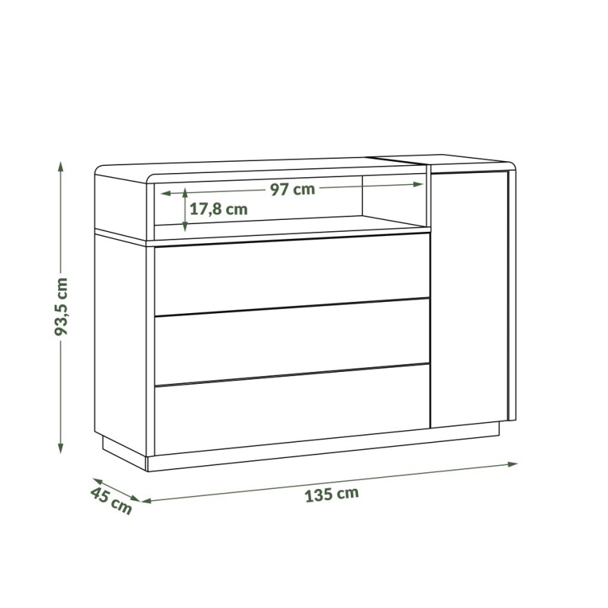 Συρταριέρα FRED λευκή/γκρι
