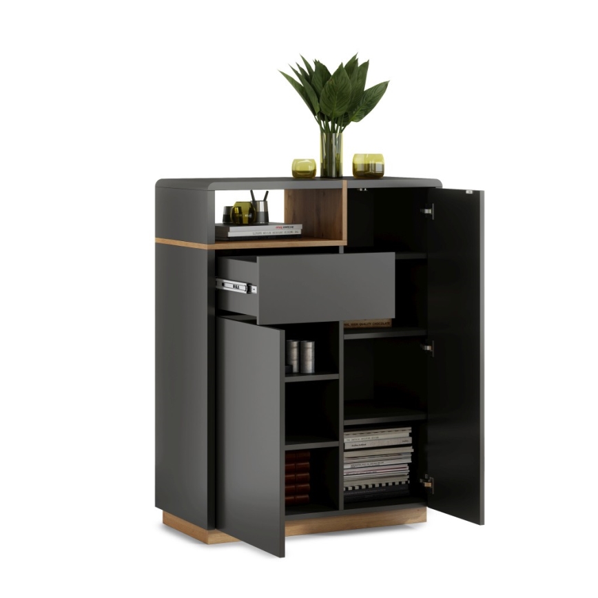 Συρταριέρα FRED με συρτάρι, ανθρακί/δρυς Artisan