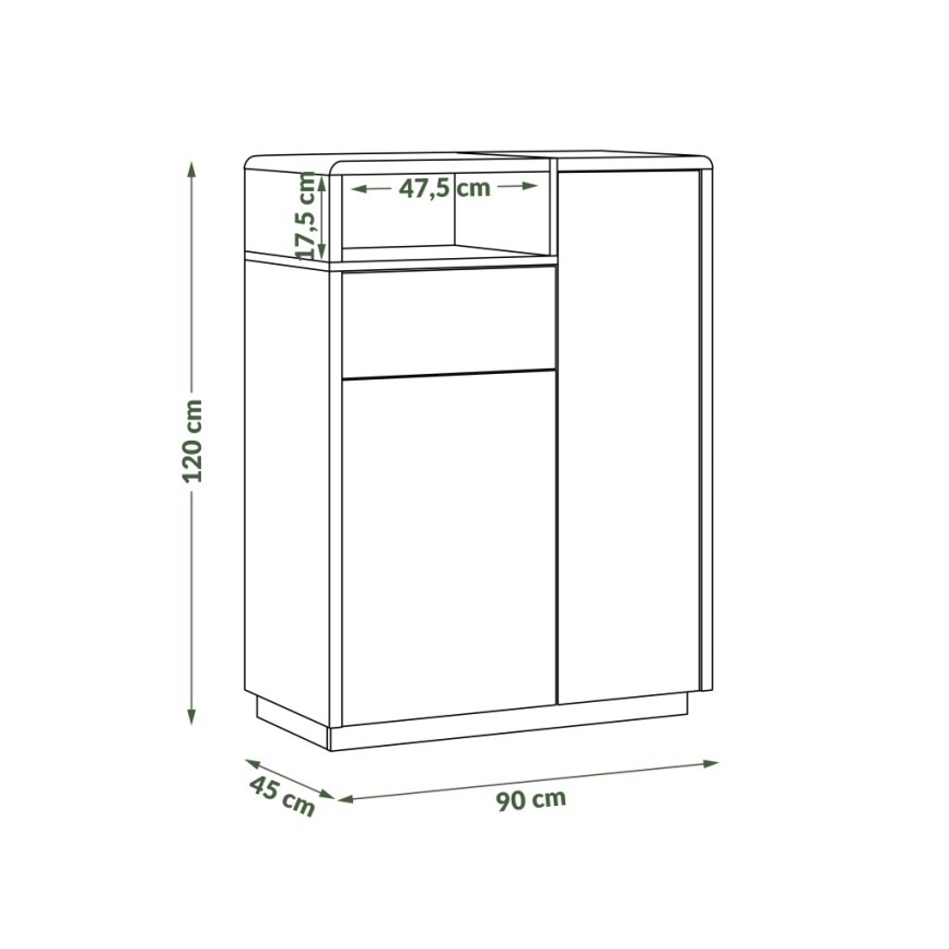Συρταριέρα FRED με συρτάρι, ανθρακί/δρυς Artisan