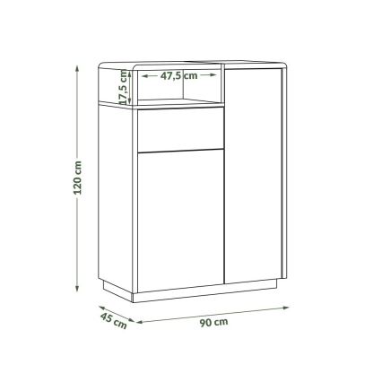 Συρταριέρα FRED με συρτάρι — λευκή/γκρίζα