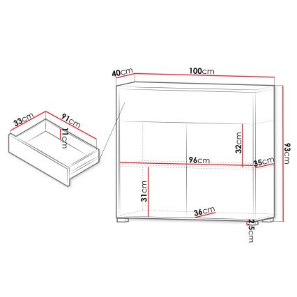 Συρταριέρα GESITA 93x100 cm δρυς Cremona